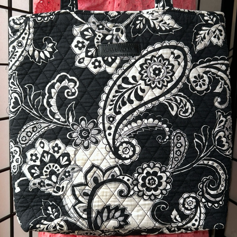 Vera Bradley Factory Style Essential Tote Bag in Signature Cotton Paisley Noir